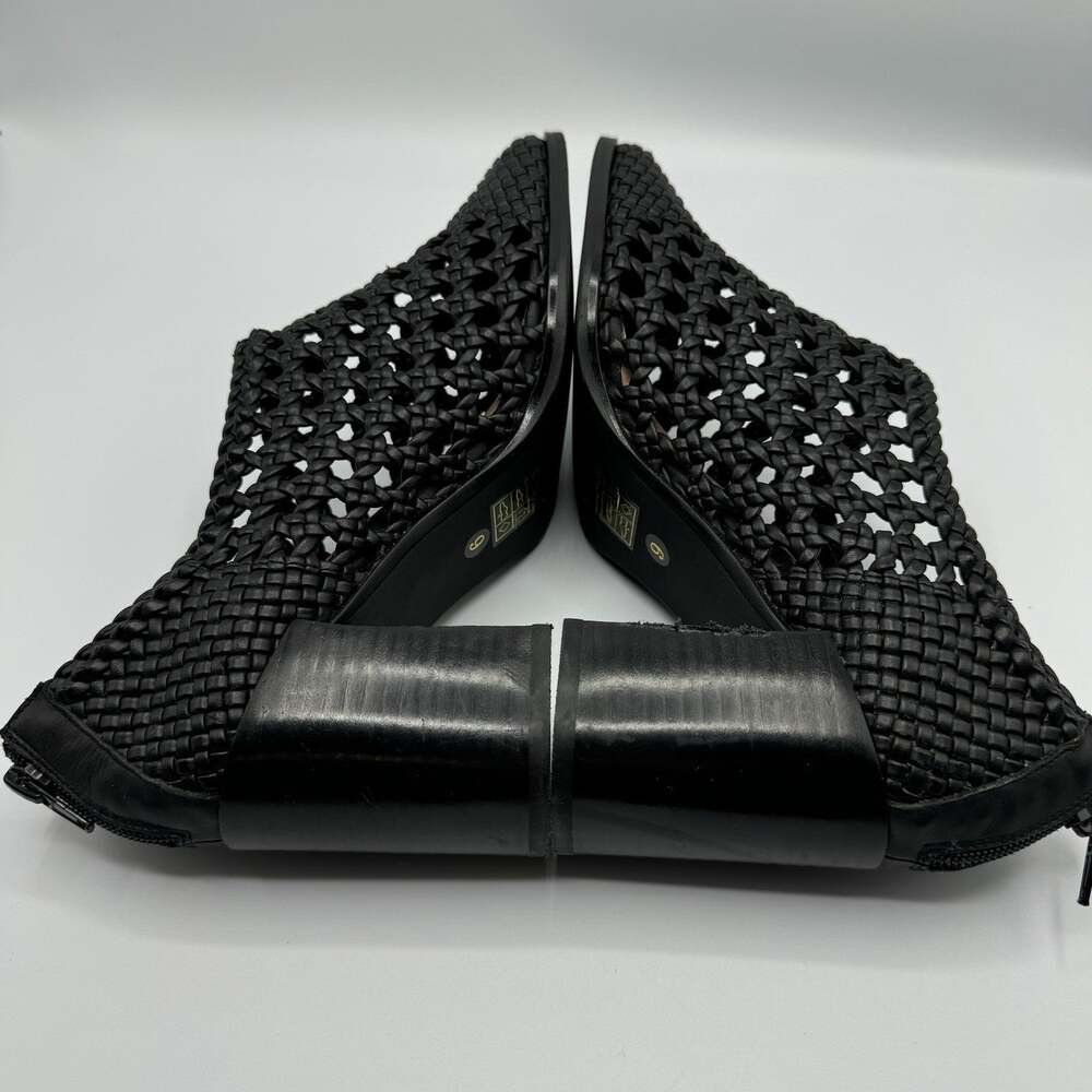 Jeffrey Campbell Gallup Black Woven Mesh Leather Heeled Booties Size 9 - Picture 3 of 7